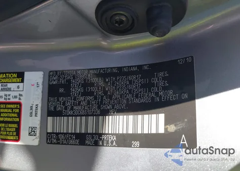 2011 Toyota Sienna Le V6 из США, поврежденный, VIN 5TDKK3DC6BS107336